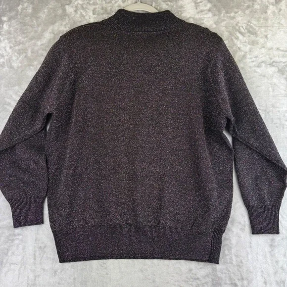 Dressbarn Metallic Sparkle Knit Sweater Mock Neck Black Womens 14/16 (1361) - Picture 6 of 10